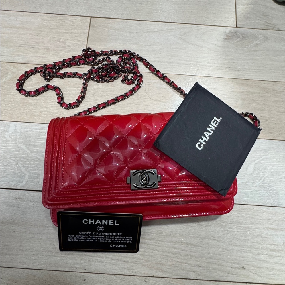 Chanel Glossy Red Crossbody Bag